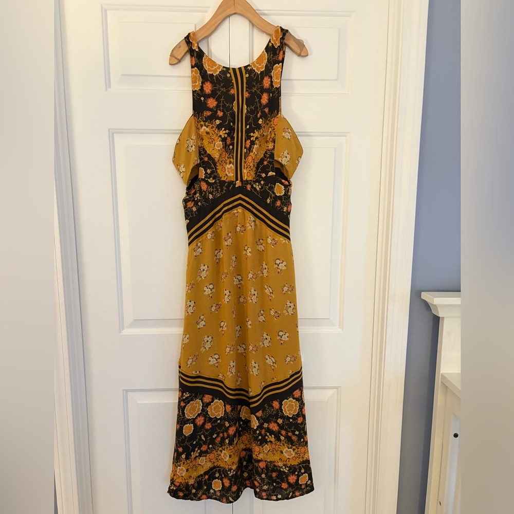 Floral Sleeveless Dress in Mustard and Black